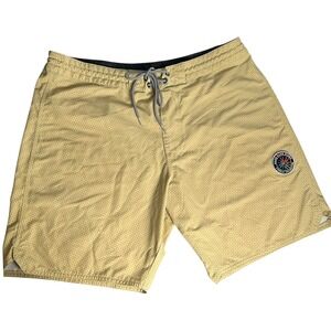 Vissla Board Shorts Mens 36 Tan/Yellow Geometric Upcycle Coconut Stretch